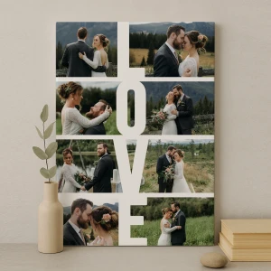 LOVE Harfli 8 Fotoğraflı Kanvas Tablo – 50x70 cm