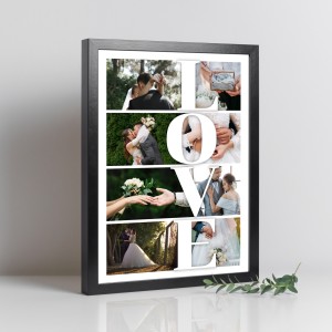 Love Yazılı 8 Fotoğraflı 30x40 Yapışan Siyah Çerçeve