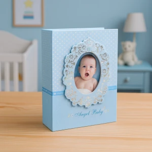 Mavi Klasik Bebek Albümü + 100Adet Klasik Fotoğraf Baskı