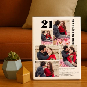 Seni Seviyorum Yazılı 5 Fotoğraflı Kanvas Tablo – 30x40