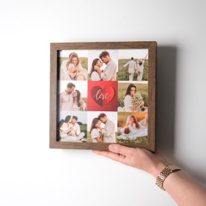 Sevgiliye 8 Fotoğraflı 25x25 Love yazılı Çerçeve