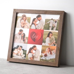 Sevgiliye 8 Fotoğraflı 25x25 Love yazılı Çerçeve