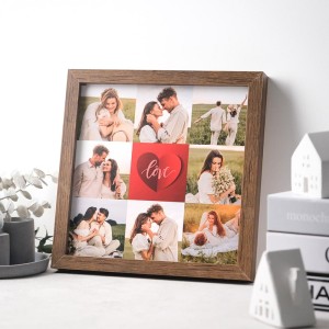 Sevgiliye 8 Fotoğraflı 25x25 Love yazılı Çerçeve