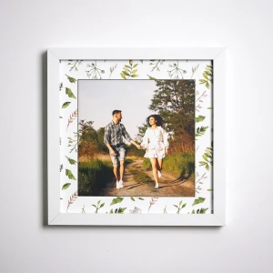 Sevgiliye Desenli 1 Fotoğraflı 25x25 Beyaz Çerçeve