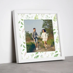 Sevgiliye Desenli 1 Fotoğraflı 25x25 Beyaz Çerçeve
