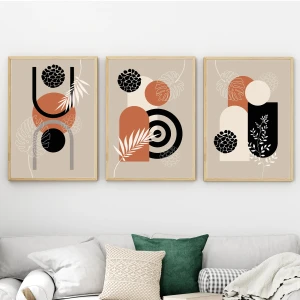 Soyut Desenli Modern 3’lü Ahşap Çerçeve Seti – 30x40 cm