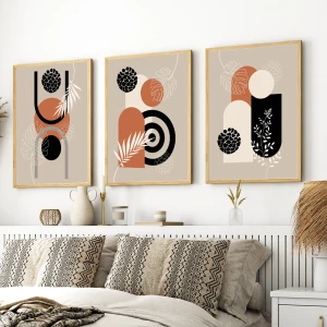 Soyut Desenli Modern 3’lü Ahşap Çerçeve Seti – 30x40 cm