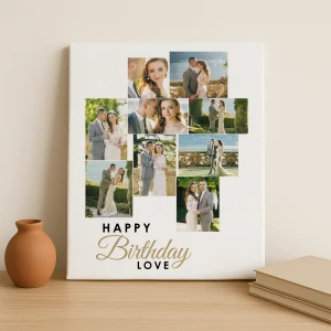 9 Fotoğraflı Kanvas Tablo – Happy Birthday Love 40x50 cm